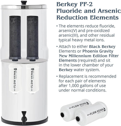 Authentic Berkey® PF-2™ Fluoride and Arsenic Reduction Elements (Set of 2 Elements)