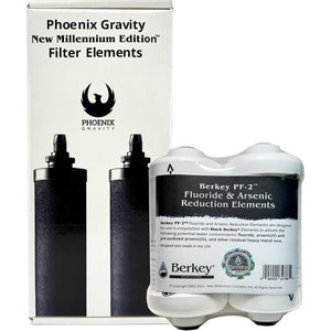 Phoenix filter elements box with two Berkey PF-2 fluoride and arsenic reduction elements