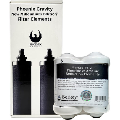 Phoenix filter elements box with two Berkey PF-2 fluoride and arsenic reduction elements