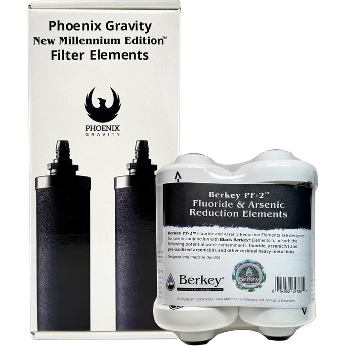 Phoenix filter elements box with two Berkey PF-2 fluoride and arsenic reduction elements