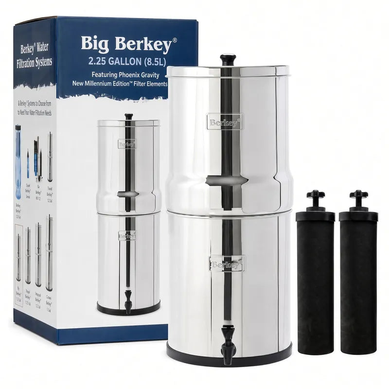 Big Berkey system with box and two Phoenix filter elements
